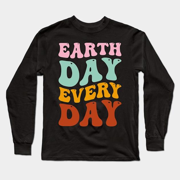 Earth Day Every Day Retro Vintage Sunset Happy Earth Day Long Sleeve T-Shirt by TrendyStitch